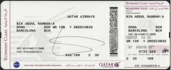 القطرية Qatar Airways Boarding Pass LHR DTW