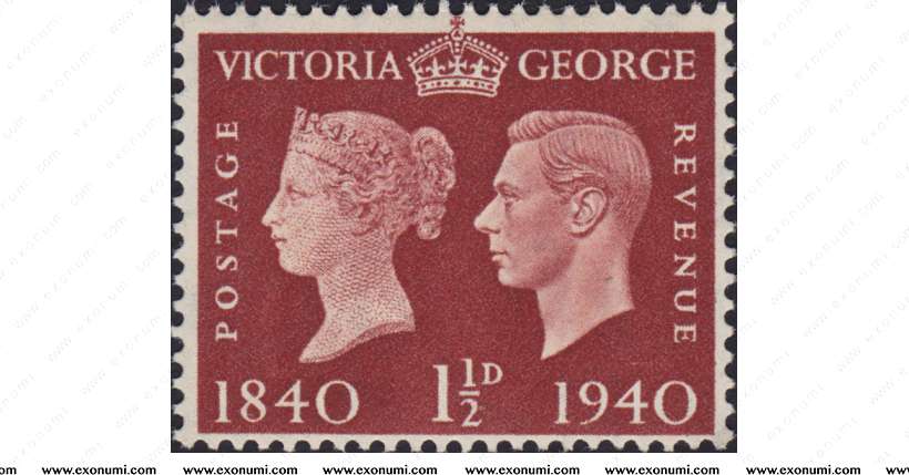 Great Britain Centenary of First Adhesive Stamps 1940 MNH